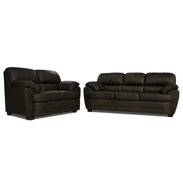 Sala de Piel Genuina Sofá y Love Seat CONFORTOPIEL Florencia Chocolate