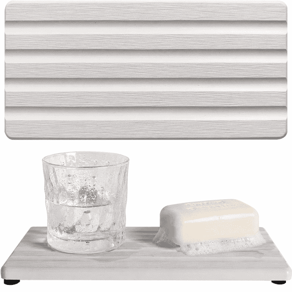 Diatomite Stone Soap Tray for Bathroom Sink & Kitchen Counter, Fast Drying Water Absorbing Sink Caddy Organizer with Anti-Slip Feet, Soap and Sponge Holder, 2 Pack