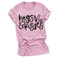thumbnail image 1 of RKSTN Hauts pour Femmes Saint-Valentin Cœur Lettre Imprimée Mode Blouse Confortable Hauts Tempérament Couleur Unie Col Rond Manches Courtes, 1 of 5