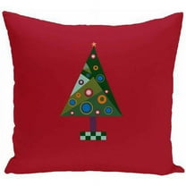 16" x 16" Simply Daisy Crazy Christmas Polyester Accent Pillow, Red (1 Count)