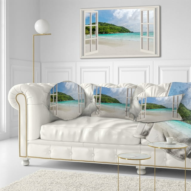 Open Window to Calm Seashore - Extra Large Seashore Canvas Art