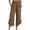 Khaki, variant on Mrat Women Pants Summer Casual Capris Ladiess Summer Solid Color Cotton Linen Loose Drawstring Pocket Cropped Trousers With Pockets Pants Work Pants For Female Black XXL
