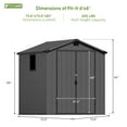thumbnail image 2 of Patiowell 6'x6' Resin Storage Shed, Lockable Door & Window, Durable All-Weather Outdoor Shed for Garden & Tool Storage, Dark Gray, 2 of 9
