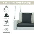 thumbnail image 3 of 2-Person Front Porch Swing Outdoor Chair, Wicker Hanging Porch Swing with Chains Cushion Pillow, Rattan Swing Bench for Garden, Backyard, Pond, 3 of 7