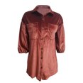 thumbnail image 4 of Honeeladyy Discount Womens Retro Velvet Button Down T Shirts Solid Color Blouse Tops Casual Long Sleeve Work Dresses Boyfriend Tunic Tops, 4 of 8