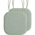 thumbnail image 2 of Elegant Comfort 2 Pack Chair Cushion Covers - Skid-Proof Rubber Backing - 16 x 16 Inch - Thick Dining Square Shape Seat Covers - Comfortable Textured Chair Pads with Ties - Thatch Pattern, Sage, 2 of 7