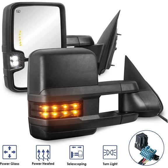 MOSTPLUS Pair Power Heated Tow Mirrors for 03-06 Chevy Silverado Tahoe GMC Sierra Yukon