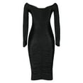 thumbnail image 5 of FEIFLY Women Off Shoulder Bodycon Midi Dress With Ruffled Long Sleeve For Night Out Party Evening Wear And Cozy Female Dresses Solid Color, 5 of 5