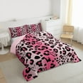 thumbnail image 3 of jejeloiu Cartoon Cheetah Print Full Size Comforter Sets,Cute Loves Pattern Bedding Comforter Set,Pink Black Bedding Sets For Girl Teens,Breathable Home Decor Reversible,3-Piece, 3 of 8