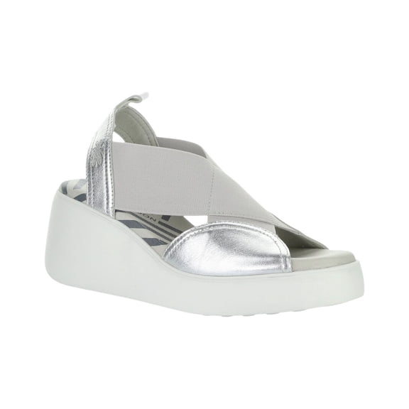 FLY London Daif Metallic Leather Sandal, 38, Silver