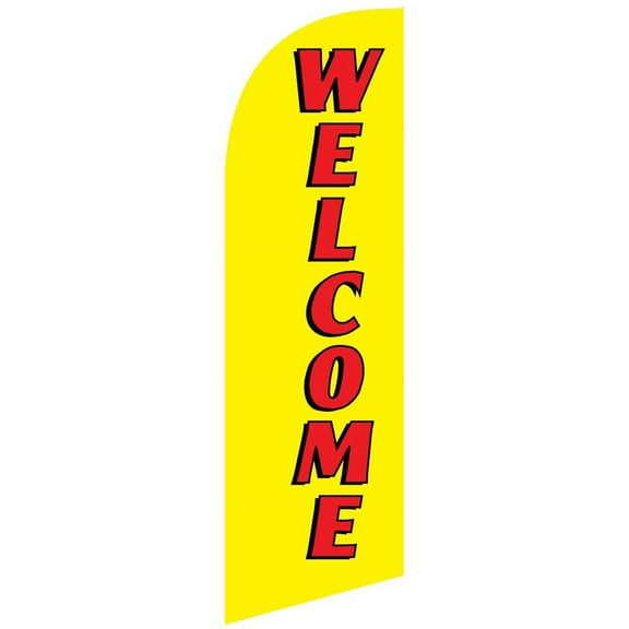 6.5ft Real Estate WELCOME Feather Banner Flag - INCLUDES CARRY BAG, 8ft POLE KIT, and HARDWARE - LIMITED TIME OFFER