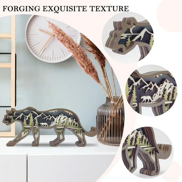 Luz De Guepardo Tallado En Madera La estatua del leopardo del bosque 3D adorna el botón hueco con pilas para la sala de estar Sywqhk Libre de BPA