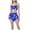 Blue, variant on Uaswgudfs Women's Pajama Set Spaghetti Strap Crop Top & Wave Hem Shorts - Print Sleepwear
