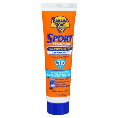 - Banana Boat Sport Performance Lotion Sunscreen Broad Spectrum SPF 30 - 1 Ounce