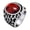 Red, variant on Unisex Classic Vintage Angel Wing Feather Stainless Steel Hollowed Antique Oval Gemstone Ring Gothic Punk Biker Red Size 7