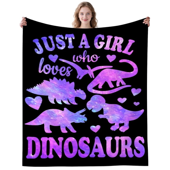 Funny Dinosaurs Blanket Gifts for Women Men Adults Dinosaurs Lovers Purple Heart Dinosaurss Throw Blankets for Bedding Camping Office Decor Birthday Gifts 50×40 Inch