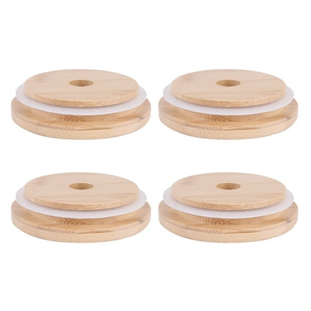 

4 Pcs Mason Jar Lids Reusable Bamboo Lids Wide Mouth Mason Jar Tumbler Lids Mason Jar Cover