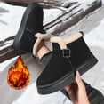 thumbnail image 2 of Black Women Large Size Round Toe Fall Winter Snow Boots With Thick Heel And Thick Sole For Warmth And Comfortable Wear, 2 of 9