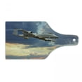 thumbnail image 1 of Airplane Cutting Board, Peacekeepers Mission Jet up International Flight Picture Aviation Theme Image, Decorative Tempered Glass Cutting and Serving Board, Wine Bottle Shape, Blue Grey, by Ambesonne, 1 of 1