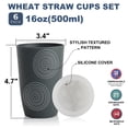 thumbnail image 2 of Juego de 8 vasos para beber Wrova con pajitas de trigo de 470 ml con tapas, 2 of 7