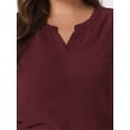 thumbnail image 5 of Unique Bargains Women's Plus Size Outfits Fashion Solid Pin Dots V Neck Top 2X Burgundy, 5 of 6