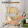 thumbnail image 5 of Heavy Duty Rolling Garment Rack 3 Tiers Adjustable Wire Shelving Clothes Rack with 2 Rods and Side Hooks,Storage Closet Clothing Rack with Wheels White 15.7" D x 29.5" W x 74.5" H, 5 of 15