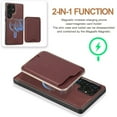thumbnail image 2 of Compatible with Magsafe Wireless  Charging 2 in 1 Detachable for Samsung Galaxy S23 Plus Wallet Case with Card Slot Women Men, Classic Magnetic PU Leather Flip Cover for Galaxy S23 Plus, Winered, 2 of 5