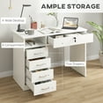 thumbnail image 4 of CoSoTower Home Office Desk with Storage, Computer Desk with Lockable Drawer and Open Compartment, White, 4 of 7