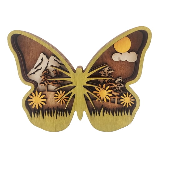 Vibrant Spring Wooden Butterfly Wall Art, Handcrafted Garden Decor & Unique Holiday Gift, Rustic Nature-Inspired Table Centerpiece