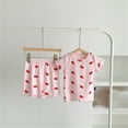 thumbnail image 2 of MEZZALL Toddler Baby Girl Clothes Strawberry Print Short Sleeve T Shirt Elastic Waist Shorts Sweet Summer 2 Piece Outfit Set, 2 of 5