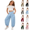 thumbnail image 7 of SUXIAN Kids Pants Summer Blend Beach Comfortable Casual Solid Color Long Trousers Big Kids Toddler Pants Sky Blue 6-7 Years, 7 of 7