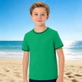 thumbnail image 2 of T-shirts à Manches Courtes Col Rond Unis pour Garçons, Hauts Décontractés Légers pour l'École et les Sorties, 5-14 Ans, 2 of 4