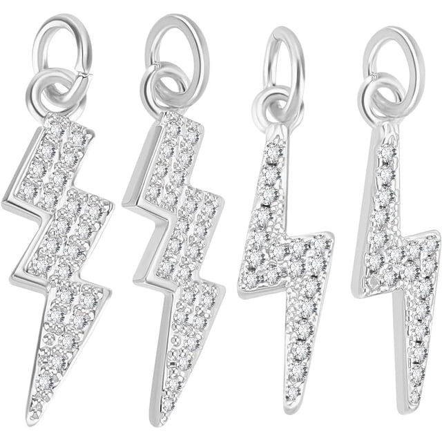 12 piezas de 2 estilos de dijes de relámpago con circonita cúbica y trueno para pulseras, collares, pendientes y bisutería DIY.