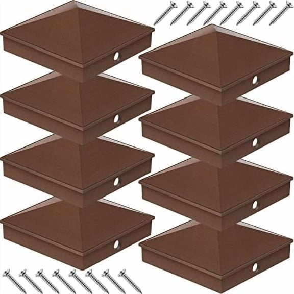 8 Pack 4x4 Aluminum Pyramid Caps Cover Fence Post Top Cover for 4'' x 4'' Nominal Posts (Actual 3.5'' x 3.5'') Deck Caps with Screws for Outdoor Fence Deck Mailbox Dock$$Tools & Hardware Other