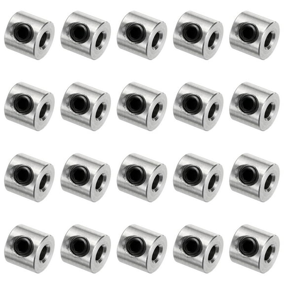 20 Pack Set Screw Collars 3mm Bore Shaft Collars, 8mm OD, 7mm Width, Drill Stop Collar, Stainless Steel
