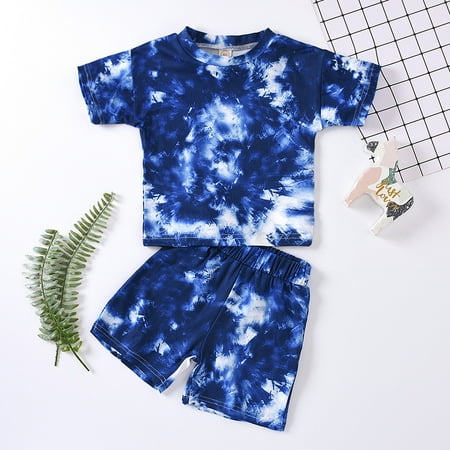 

AURIGATE Toddler Baby Kids Girls Boys Tie-dye Set T-shirt Tops Pants Casual Outfits Clearance
