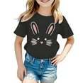 thumbnail image 3 of Zhuashum Kid Tops For Boys Girls 2024 Summer Solid Color Short Sleeved T Shirt Children'S Easter Cartoon Bunny Print Round Neck Blouse Black,Size:1-2 Years, 3 of 3