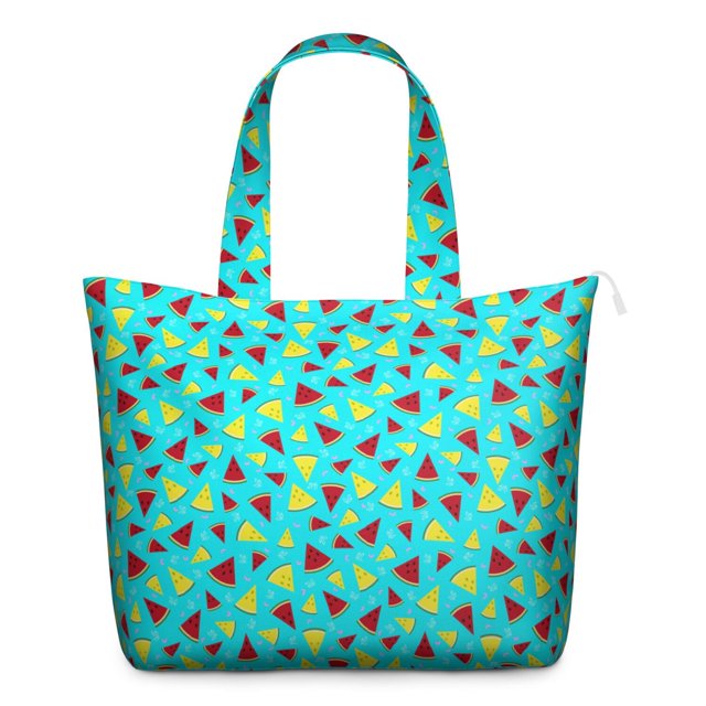 Weekender Bag with Tropical Watermelon Fresh Summer Prints Large Capacity Travel Tote Bag Lightweight with Cute Fruit Patterns Geometric Design