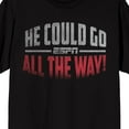 thumbnail image 2 of ESPN He Could Go All The Way! Logo on Black Short Sleeve Adult T-Shirt-Small, 2 of 4