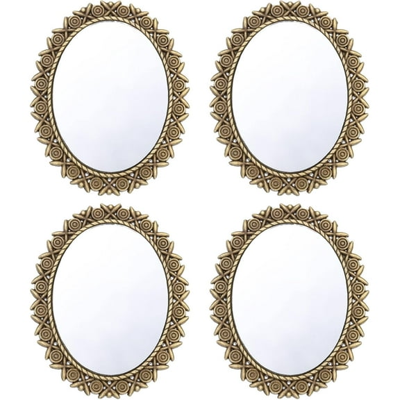 1set 4pcs Alloy with Glass Picture Frame Oval Antique Bronze 51x41x2.5mm