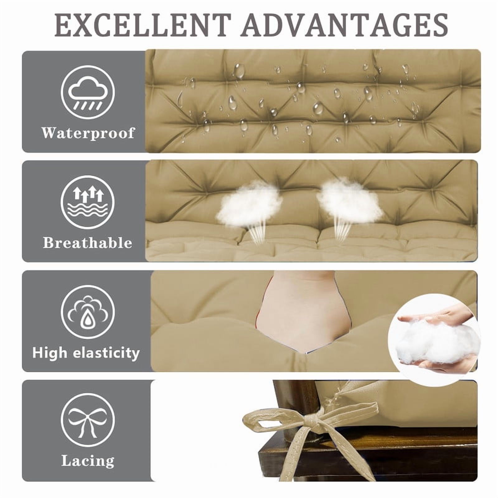 Outdoor swing cushions bench cushion, Waterproof Porch swing replacement cushions for outdoor furniture, 4" thick Bench Cushion for Backyard, Patio, Lawn（Beige 40×47in）
