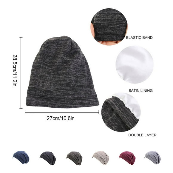 Satin Lined Winter Hats for Skullies Gifts for Birthday Women Comfortable Fashionable Chemotherapy Breathable Gifts Birthday Christmas Wearing Supplies black