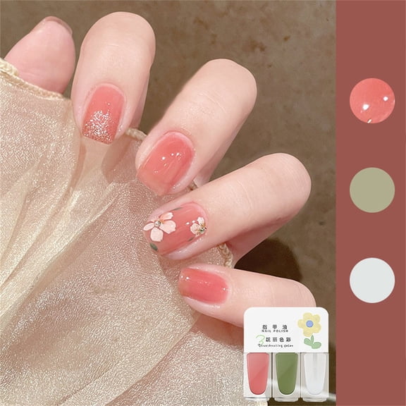 3-Pack Water-Based Air-Dry Nail Polish, V01 Dessert Master - Water Based Non‑Peel Nail Polish Set for Girls & Kids, Quick Drying Opaque & Glitter Colors, 12Ml, Nail Polish Easter M Makeup Organizers