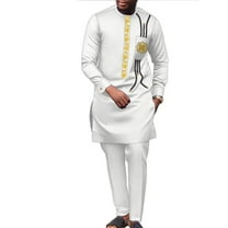 2pcs Set Long Sleeve Top Trousers Set Party embroidery Outfits Dashiki African Men Clothing WYN1893