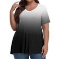 thumbnail image 2 of Swuxness Women Short Sleeve Plus Size T Shirts, Spring and Summer Casual Tops, Ladies V-Neck Printed Comfortable Fashion Loose Pullover Tee Black, XXL, 2 of 5