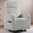 thumbnail image 2 of Renwick Corduroy Swivel Glider Chair for Nursery Room Living Room, Light Gray, 2 of 9
