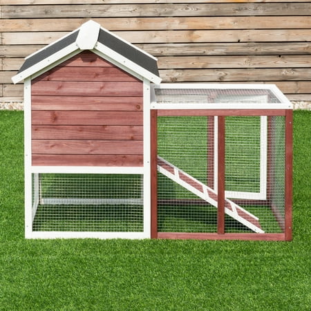 Gymax Wooden Rabbit Hutch Chicken Coop Poultry Cage Hen Duck House