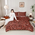 thumbnail image 4 of Feelyou Glitter Cheetah Print Queen Comforter Set for Adult, Bling Fashion Art Bedding Sets, Red Chic Abstract Reversible Bedding Comforter Set, Luxury Bedroom Decor, 3pcs, 4 of 8
