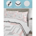 thumbnail image 3 of Quilt King Size Bedding Set, Modern Geometric Pink Reversible Summer Quilt 3 Pieces, Abstract Minimalist Artwork Lines Lightweight Bedspreads Coverlets with 2 Pillow Shams for All Seasons, 3 of 5