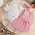 thumbnail image 3 of Tiijoy Baby Girls Hearts Print Short Sleeve Romper Jumper Dress Headband 3Pcs Set, Sizes 0-18 Months, 3 of 6